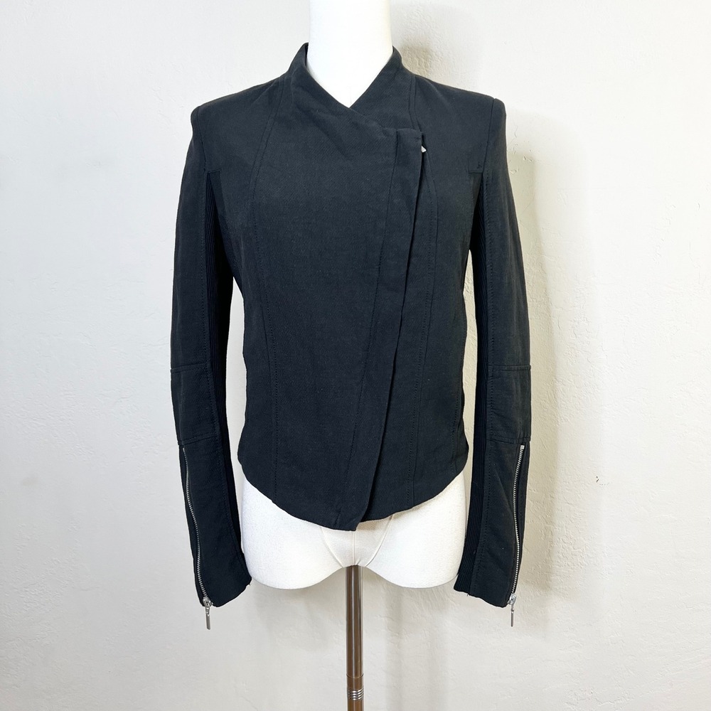 BLANKNYC Black Asymmetrical‎ Mesh Moto Jacket Biker Zip Up Size XS